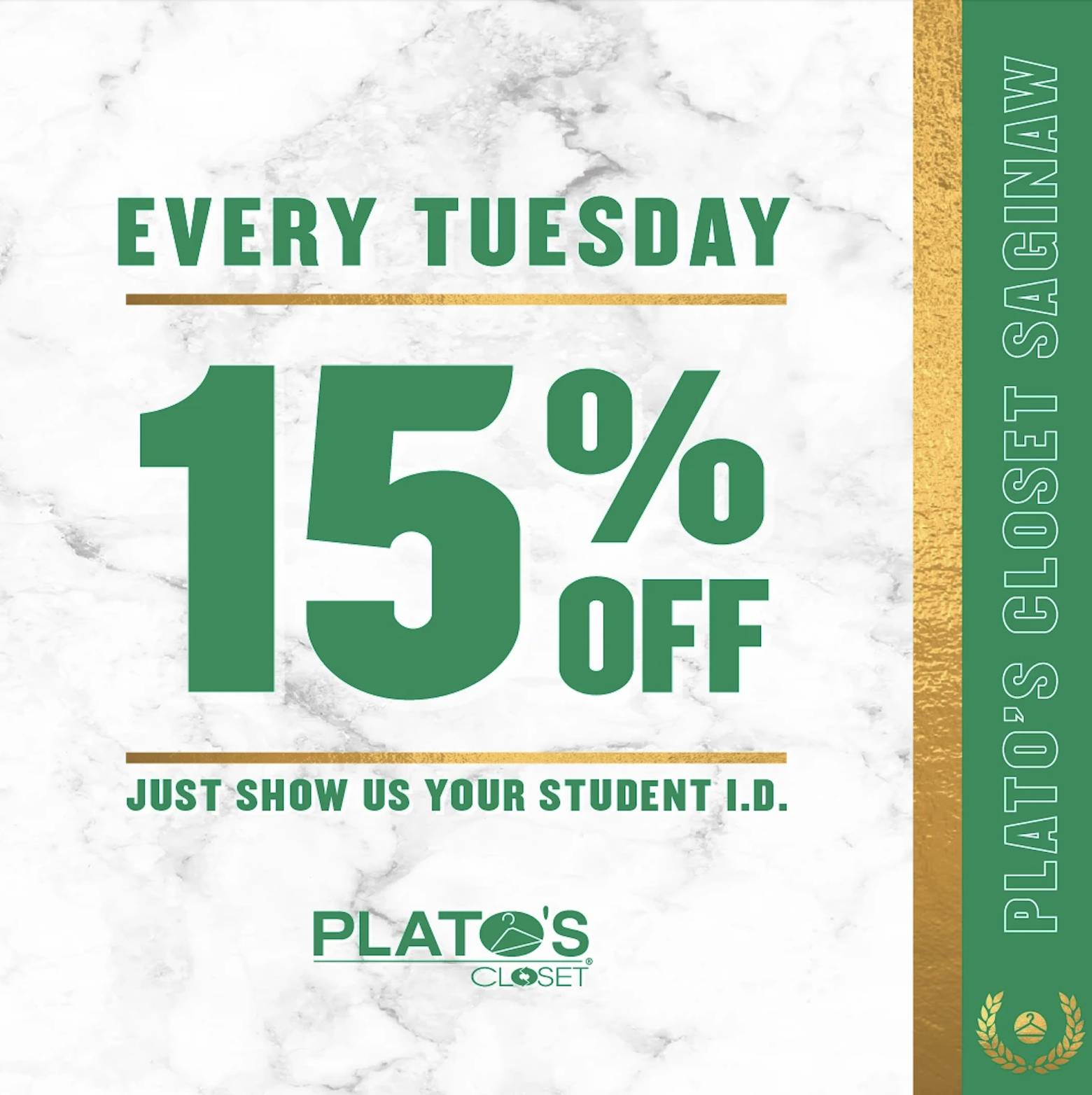 College Students Get 15% Off Every Tuesday!